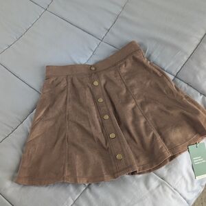 HALARA Brown Button-Up Skater Skirt